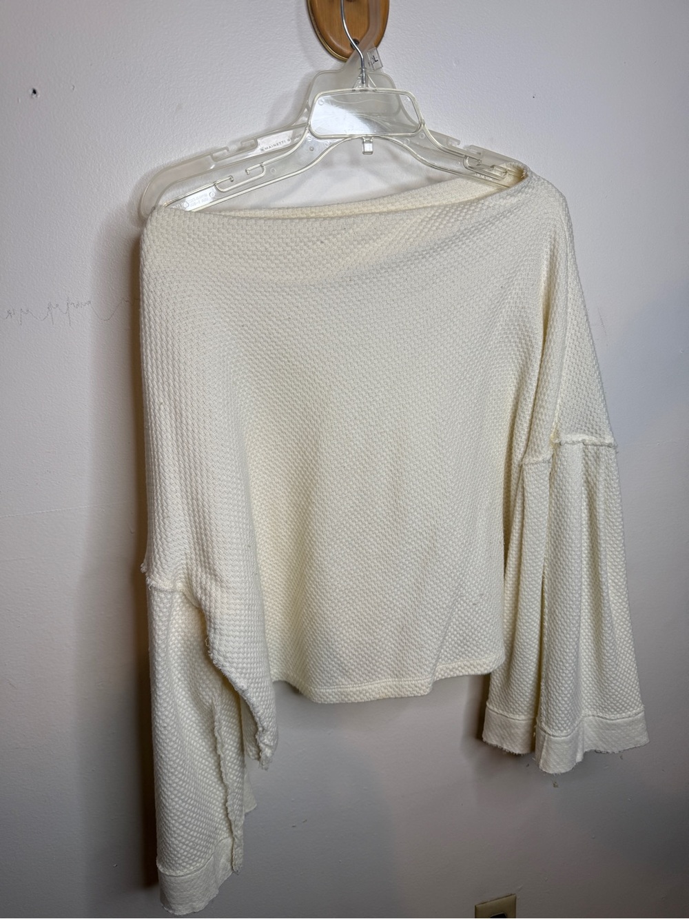 We The Free Cream Waffle Knit Cropped Top
